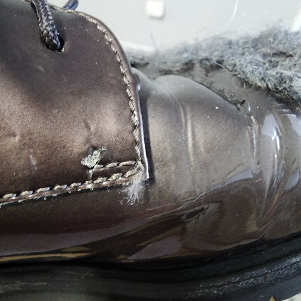 AGL Women's Oxfords Lace-Up Chunky Black Sole 6.5 Metallic Shiny Goth Witchy - Picture 10 of 11